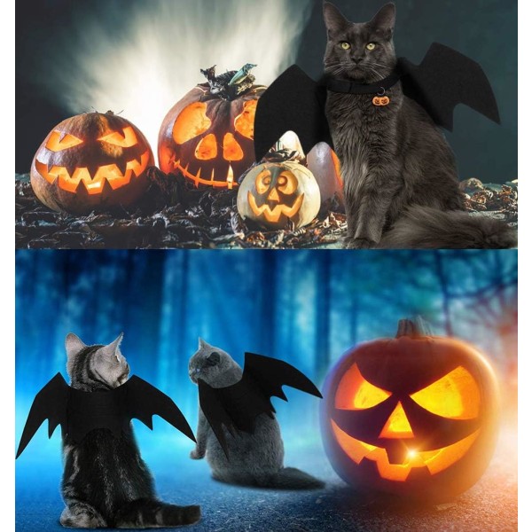 Halloween kæledyrs katteflagermusvinger, flagermus kostume kæledyrsbeklædning til katte og små hunde, Cosplay flagermusvinge kostume dekoration til Halloween fest