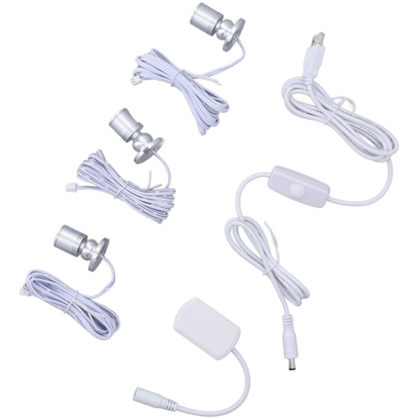 Mini LED Spotlys 5V USB Vitrine Display Lys 1 til 3 Dæmpbar Lille Skab Lys Varmt Sølv