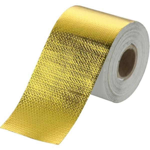 10M × 5CM Heijastava Kierteinen Lämpöliima Teippi Korkea Lämpötila Kestävä Kulta Alumiinifolio Teippi Folio Langan Käärimiseen