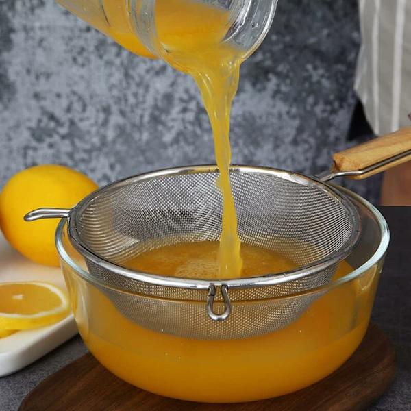 God kvalitet finmasket sil i rustfritt stål, rustfritt stål melsikt med fint håndtak, sil med håndtak, kjøkkensil f