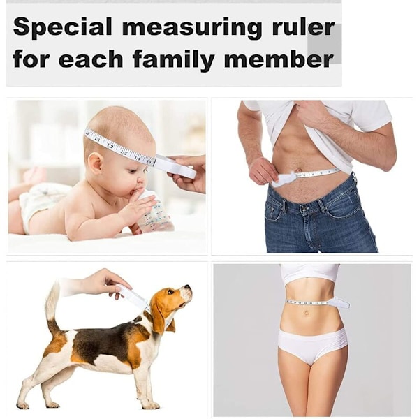 2 stycken 150 cm utdragbara måttband, vitt mjukt måttband, syband, kroppsmåttband, för sömnad och mätning, midja, höfter, bål