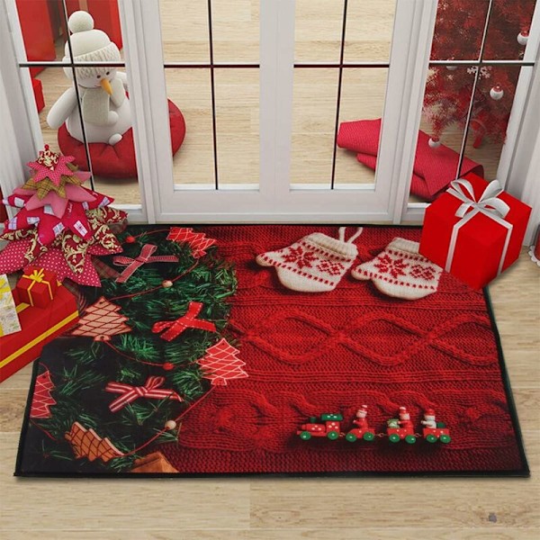 Jul Dörrmatta, Jul Golvmatta, Dörrmatta 40x60 cm, Hem Ingångsmatta, Julmönster, Jul Inredning för Entré Badrum
