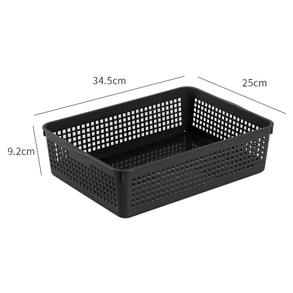 Plastik Opbevaringskurve/Organiseringskurv 34 x 25 x 9,2 cm Sæt af 6 (Hvid, Sort, Grå) (Sort)