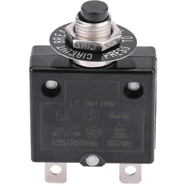 Sikringsautomat 5A 8A 10A 15A 18A 20A 30A Valgfri Nulstilling Termisk Afbryder, 125-250V AC 50V DC Overstrømsbeskyttelse Trykknap Sikringsautomat(