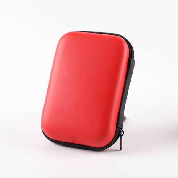 Mini hodetelefon oppbevaringspose mobiltelefon datakabel lader oppbevaringsboks bærbar headset datakabel myntpung 1 stk (rød)
