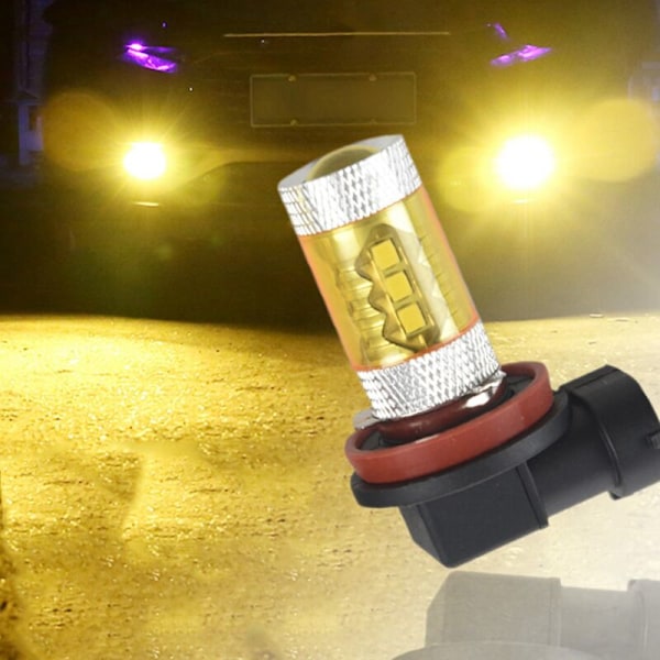 2X 60W H11 16SMD LED Kjørelys DRL Gult Lys