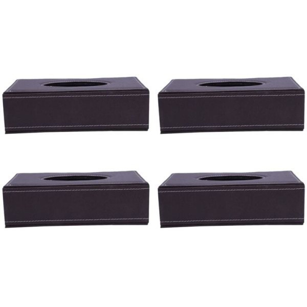 4X Läder Bärbar Näsduk Rektangulär Hölje Box Hållare Väska Pumpning Papper Hotell Hem Bil Brun Present