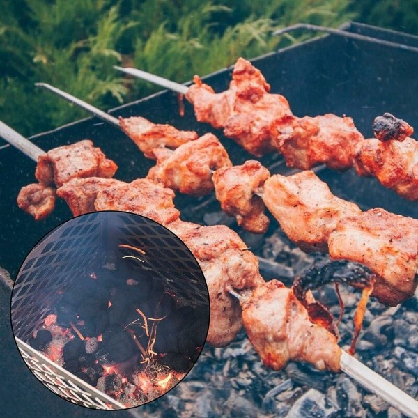 Rostfritt stål kolkorg, stor kolkorg, bränslekorg, kolkorg, utomhus campingtillbehör