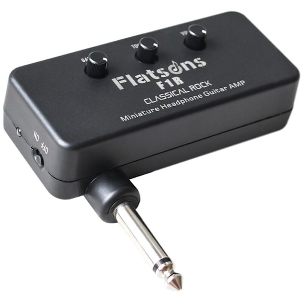 F1R Mini Gitarrförstärkare Hörlurar med 3,5 mm Jack AUX-ingång Tillbehör Plug and Play Svart