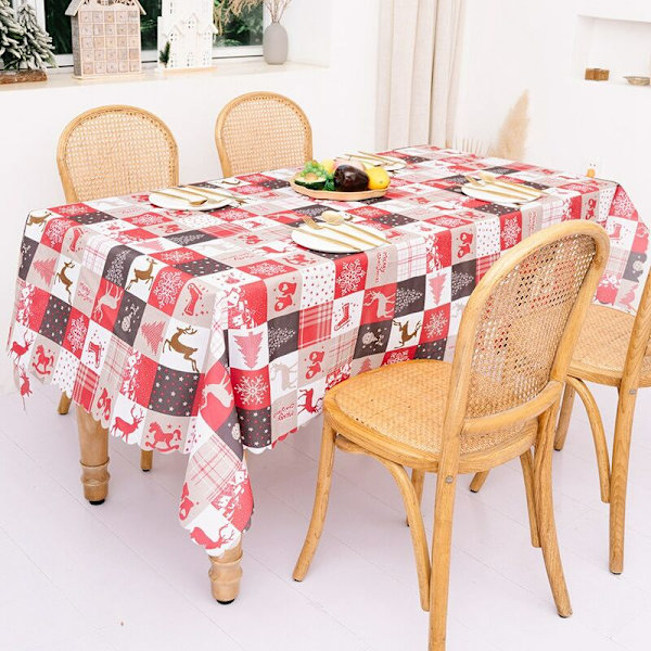 Julduk, Jultryckt Duken, Köksmatsal Rektangulär Bordsskydd, 142 cm X 178 cm, A