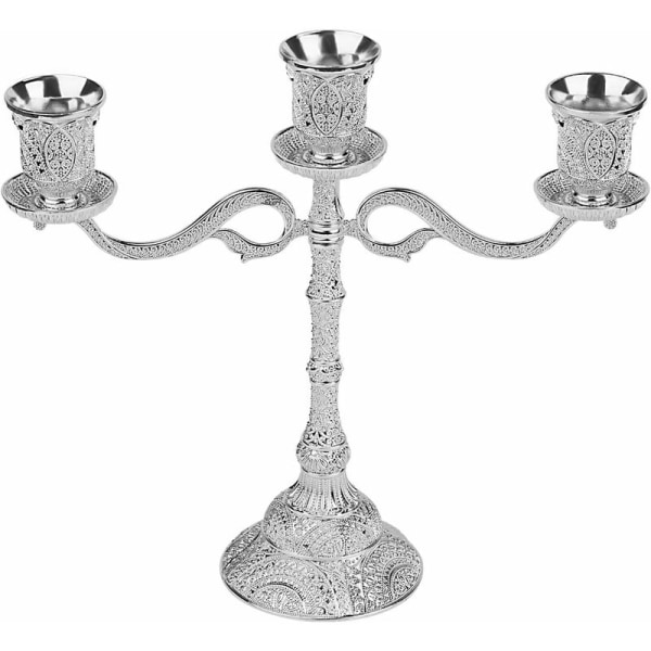 Candelabra Lysestage Legering Lysestage 2422cm 3 Arme, Sølv Tekstur, Klassisk Stil, Hjemmeindretning, Stearinlys Middag, Jul Bryllup Indretning og