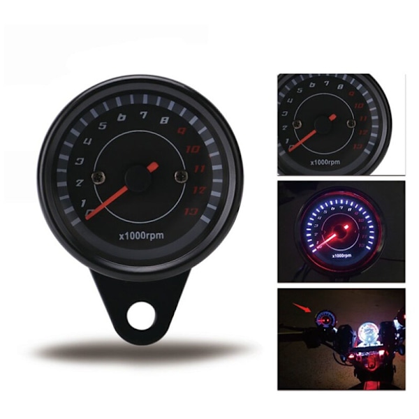 Universal 12V motorcykeltachometer speedometermåler med LED-baggrundsbelysning natlys instrumentaccessoirer