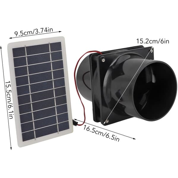 10W 12V Solcellsdriven Avluftfläkt för Runda Rör ABS Solpanel Fläktset för Husdjurshus Kycklinghus Husbil Växthus