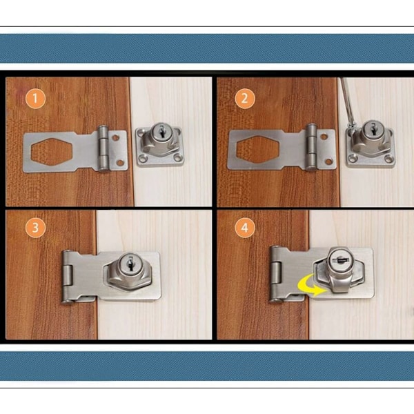DENUOTOP (2-pack) 80 mm Metallås med Låsbleck och Nyckel - Kromfinish för Låsning av Skjul, Dörrar, Skåp, Lådor, Möbler