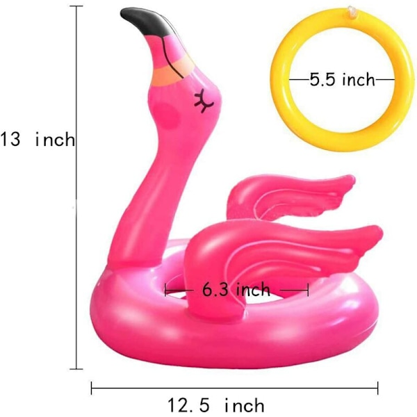 Flamingopelin heittorengaspeli Ilmapallo Flamingon Hatti renkailla (2 Ilmapallo Flamingoa, 8 Heittorengasta) lapsille aikuisille perheelle Havaijin Luau-juhliin kesään