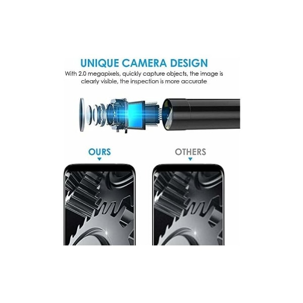 USB-ormkamera för inspektion, 2,0 MP IP67 vattentät USB C-endoskop, typ C-kamera med 8 justerbara LED-lampor för Android, PC
