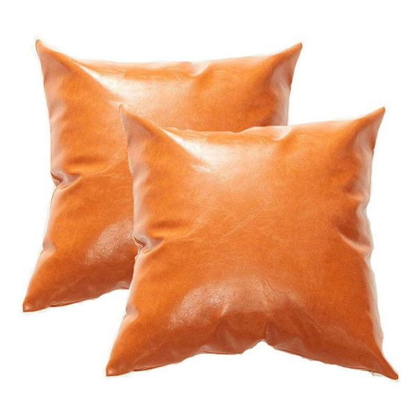Set med 2 pynteputer i kunstskinn - brune moderne putetrekk kun for sofa seng hjemmeinnredning 18 x 18 tommer putetrekk 2-pakning