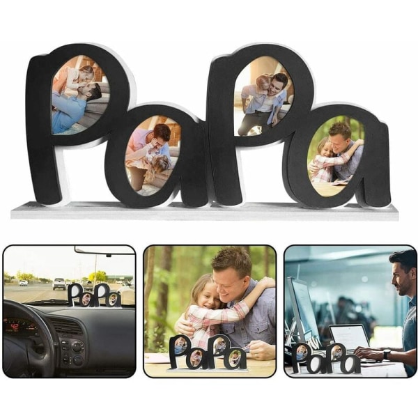 Fotoramme til fars dag, gaver fra datter, fødselsdagsgaver, fotoholder, fars dags gave - sort