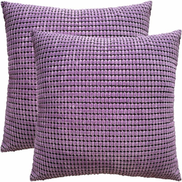 Cordfløjl pudebetræk 2 stk. (Lilla, 60x60cm)-