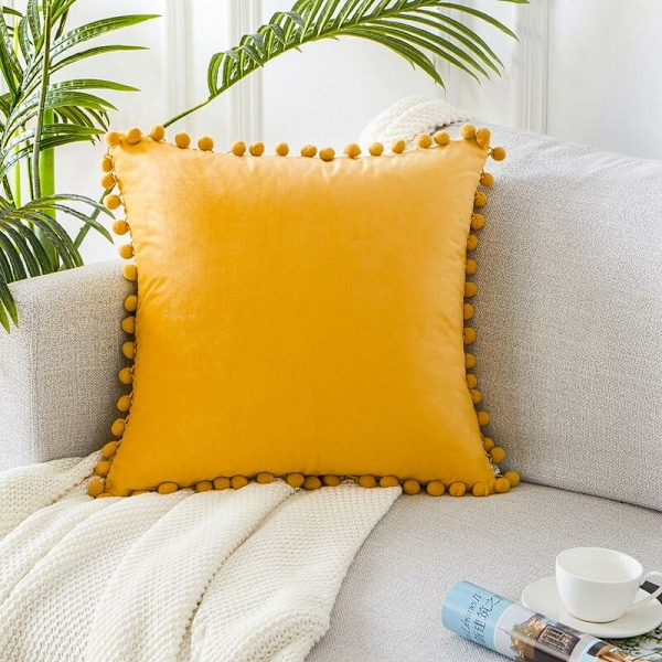 Tyynynpäällinen 45x45 Sisustus Olohuone Soiva Keltainen 2 kpl Dekoratiivinen Tyynynpäällinen Skandinaaviseen Toimistoon Rentoutumisnojatuoliin Pehmeä Kaksois-Si