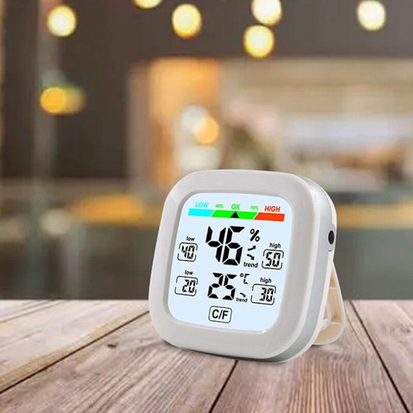 Digital hygrometer termometer med display komfort trendig väggklocka temperatur fuktighetssensor heminredning
