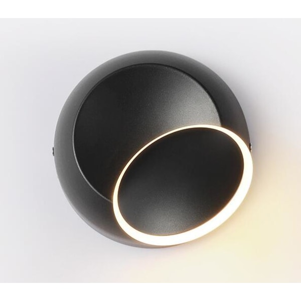 Modern Minimalist Creative Justerbar LED-vägglampa i halvmåneform (svart modell, 5W varmt ljus)