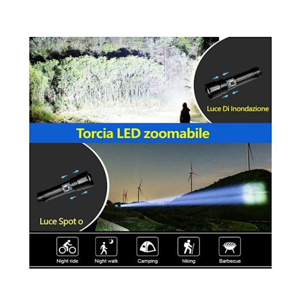 Super Lysende P70 LED Lommelygter 30000100000 Lumen, XHP70.2 Genopladelig LED Lommelygte, Taktisk Lommelygte med Holster, IP67 Vandafvisende Kraftfuld Fla