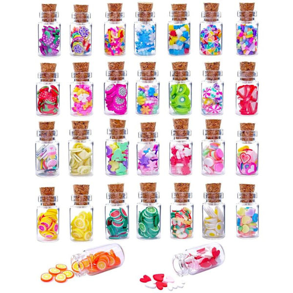 30Pcs 1:12 Dollhouse Mini Food Jar Glass Bottle Dollhouse Kitchen Decoration Mini Fruit Simulation Candy Snack Model