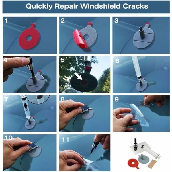 Kit för reparation av vindrutor, vindruta vindruta reparationsverktyg set DIY bilkit vindruta, med vindruta reparationsharts för vindruta chip repa