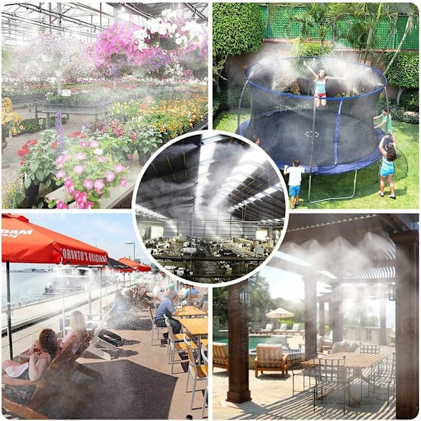 Dimsystem (18m) Utomhus Dimkylningssystem Dimlinje med 18 Mässingssprutor Dimmaskin för Trädgård Patio Trampolin Däck
