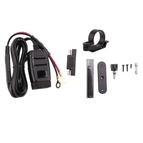 QC3.0 USB + Type-C Vanntett Mobil Lader Auto Lader USB-kontakt med Rød Voltmeter