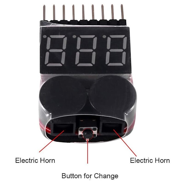 8 st 2-i-1 Lipo-batterispänningstestare Lågspänningslarm Batterikapacitetsindikator Monitor