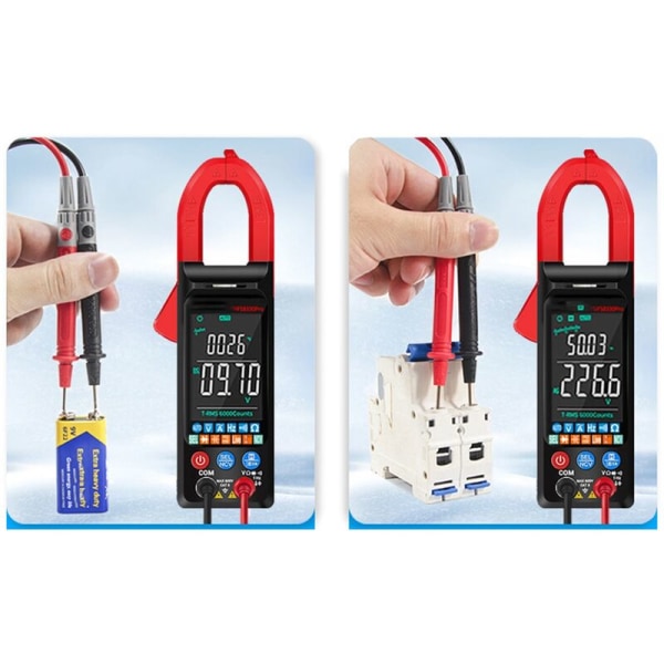 DC/AC Digitalt Tangamperemeter 6000 Tællinger 400A Amp Multimeter Stort Farvedisplay Spændingstester FS8330Pro Sort