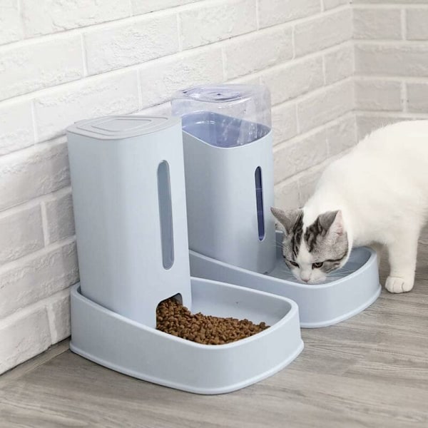 Kibble/Vanddispenser Automatisk Springvand - 3.8Lx 2 Stykker - Foder til Hund/Kat/Kroketter Foderautomater og Drikkeaccessories Kat/Hund/Kæledyrs Skål