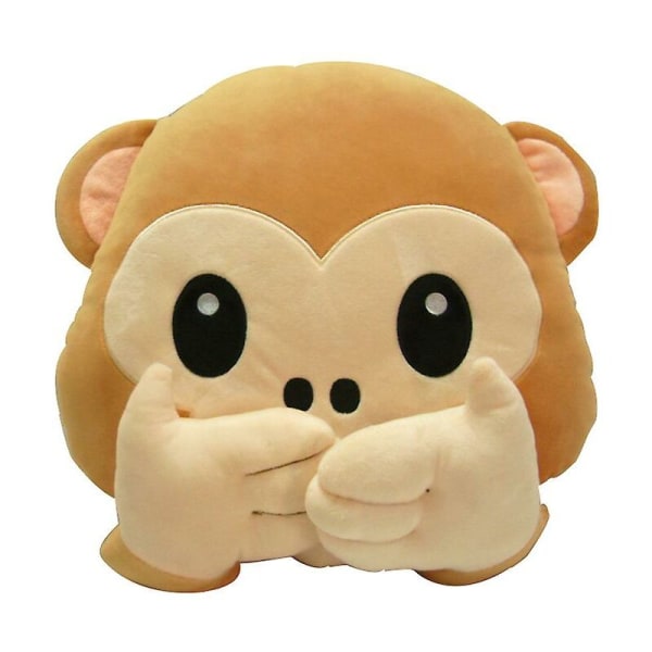 Emotional Icon Monkey Face Pillow Throw Cushion 32x32cm No listening / no looking / no speaking