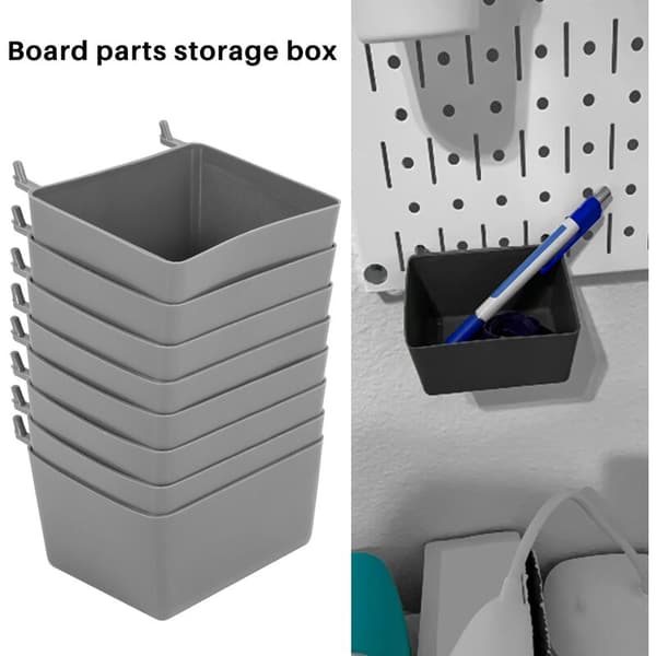 8 stk. Pegboard-bakker Kit Pegboard-dele Opbevaringssæt Pegboard-tilbehør Værkstedsbakker til organisering af hardware (grå)