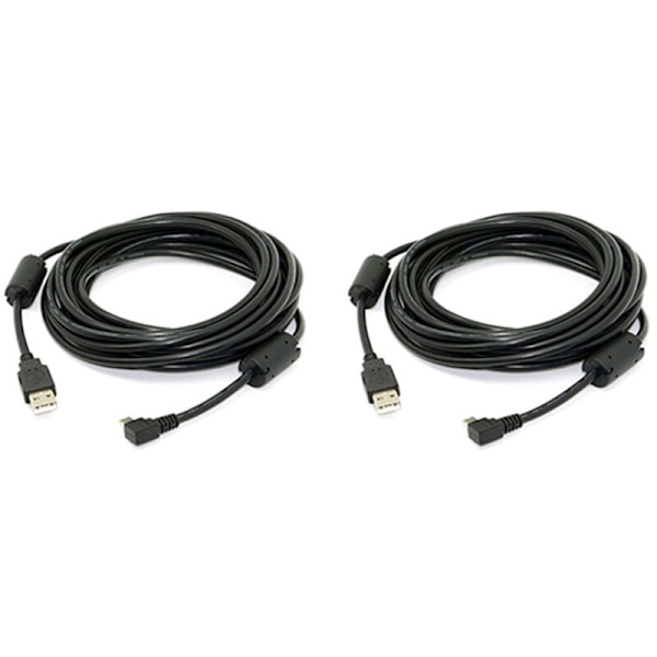 2X Mini USB B Type 5-pin Hunn hann 90 Grader A 2.0 Datakabel med Ferrittkjerne Meter