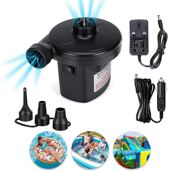 Bærbar Elektrisk Luftpumpe DC 12v/AC 230240v Rask Fylling Elektrisk Luftpumpe for Oppblåsbare Luftmadrasser Lekeputer Basseng Flyteutstyr