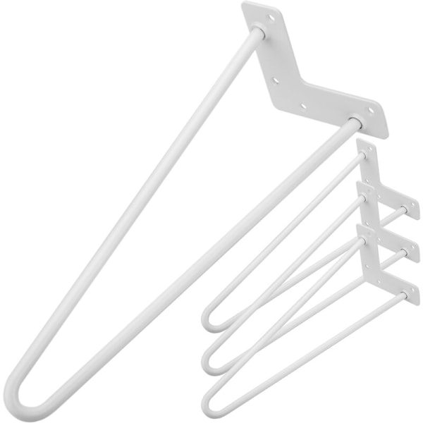 Bordben för möbler och skrivbord i stål 2 stänger 41 cm vita 4-pack