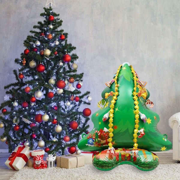 Uppblåsbar juldekoration tomte med ren släde dekor för julfest inomhus utomhus trädgård gräsmatta uteplats julafton