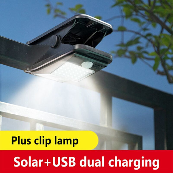 72LED Solcelle Klipslampe IP65 Vandtæt Menneskekropssensor Væglampe Havebelysning til Udendørs Have og Terrasse Varm