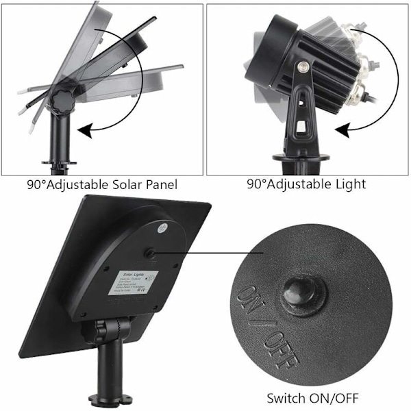 Solcellelys Utendørs (Grønn), Vanntett IP65 Solcelle Spotlight 4000mAh med Solcellepanel Dimmbar Utendørs Solcellebelysning Lys for Hagedekorasjon Lig