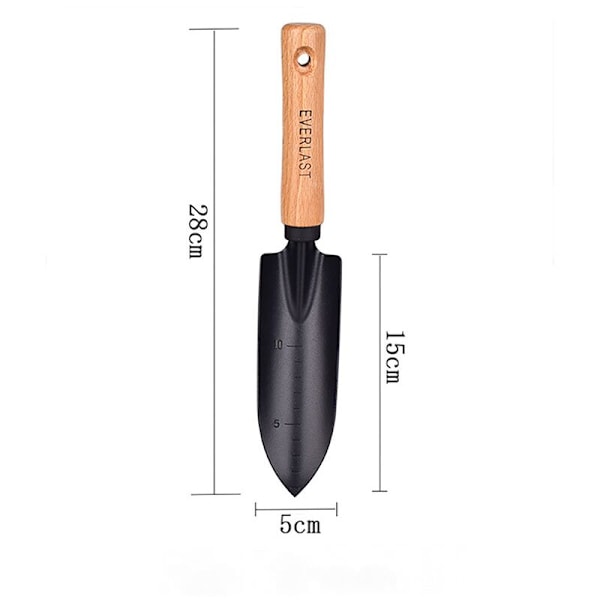 Hagespade i rustfritt stål med trehåndtak, for planting av blomster, frøplanter, jernhakk, hageredskaper, hagespade i rustfritt stål, blomster