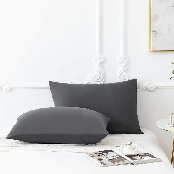 2 kpl - 100% Puuvillainen Tyynynpäällinen 50x70cm Harmaa, Vetoketjullinen