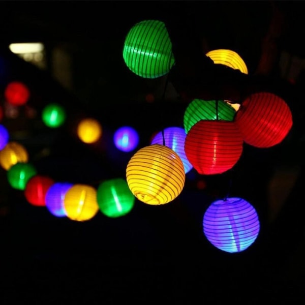Solar Energy LED String Lights Lanterne 20 LED Kugler, Længde 5M, Fairy Lights Modes til hjemmehave (varm hvid)