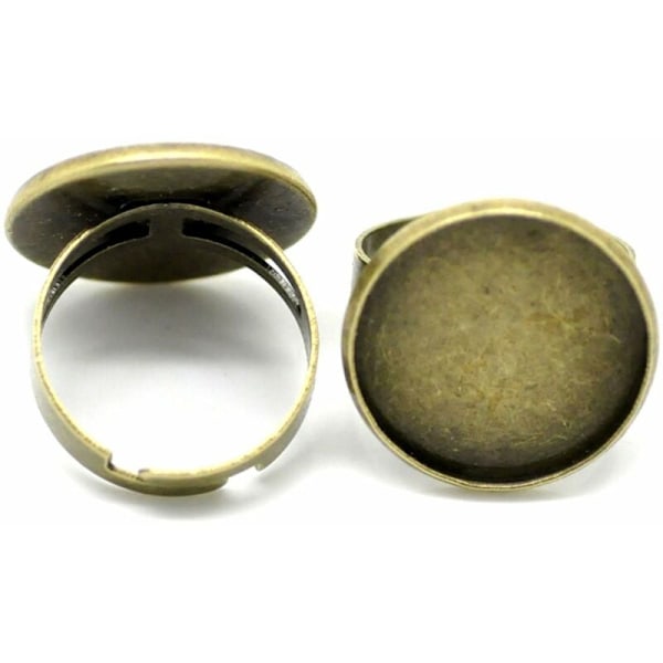 10 Filigran Ringhållare Oval Bricka Åldrad Mässing 18,3 mm