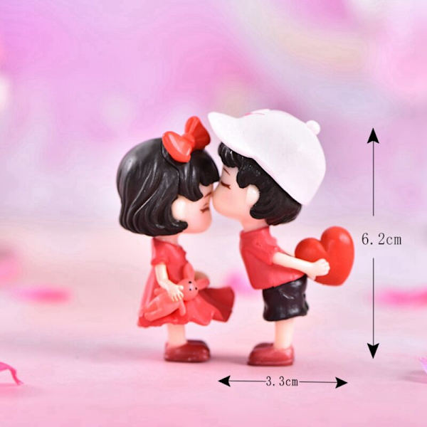 2 stk. Figurer Par Miniature Kontor Hjem Indretning Mennesker Dreng Pige Model Prinsesse Fe Figuriner Gave