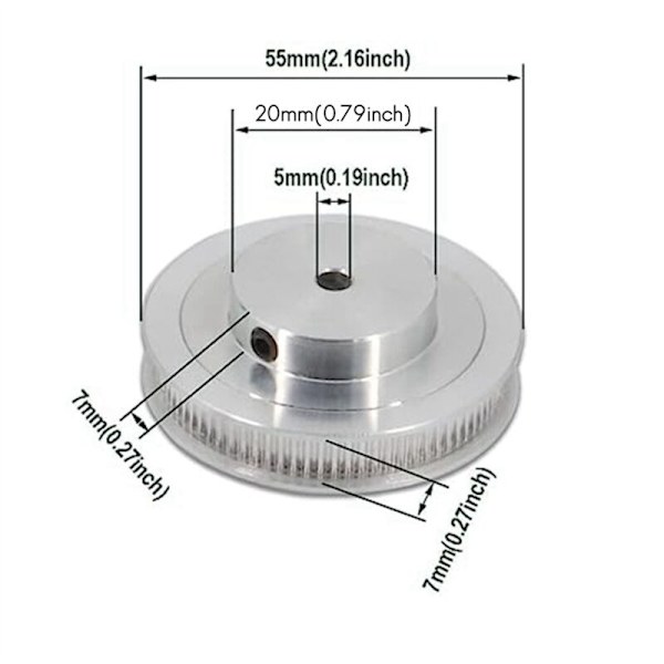 GT2-remskiva 80 Tänder 5mm Hål Aluminiumlegering Tidtagarrem Reducering 3D-skrivarreservdelar