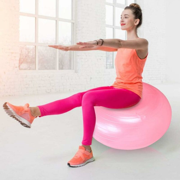 Yogaball - 50 cm Treningsball - PVC Rosa Donutform - Yogaballstol - Balanse Trener - Anti-Eksplosjon Tykkelse Oppblåsbar Sete Trening - Hjem & G
