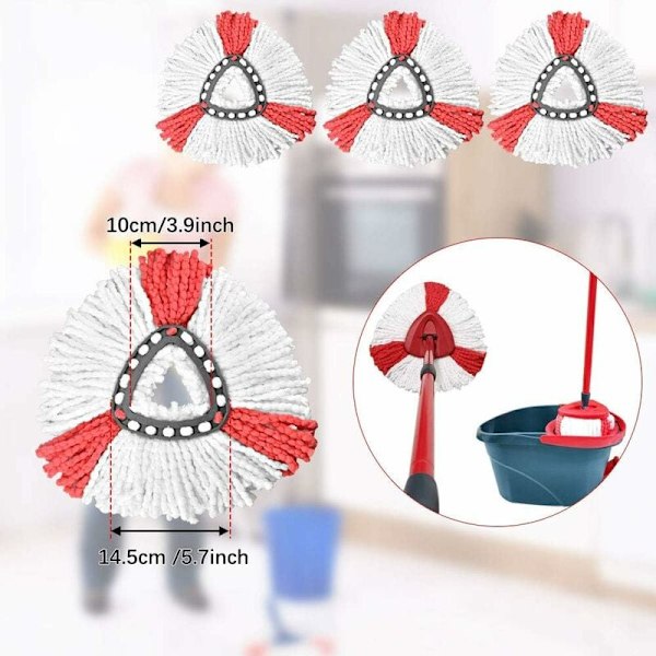Mikrofiber Mopphode 2 i 1 Reserve Mopphode Trekantet Mopphode Mopphode -4 stk-